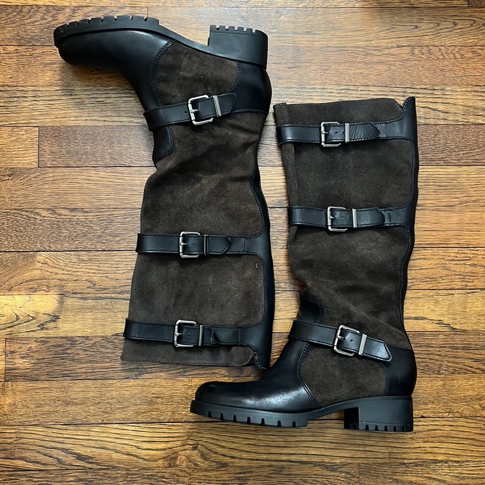Karl Lagerfeld Paris Tall Baylen Leather Boots Size 10